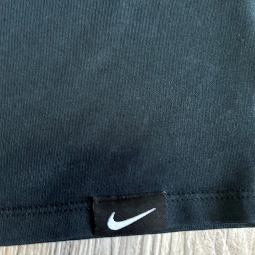 Nike Black Short Sleeve Tee with Red-Orange Swoosh Basketball Logo